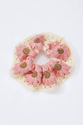 Scrunchie med elastik og hæklede blomster, 12 cm