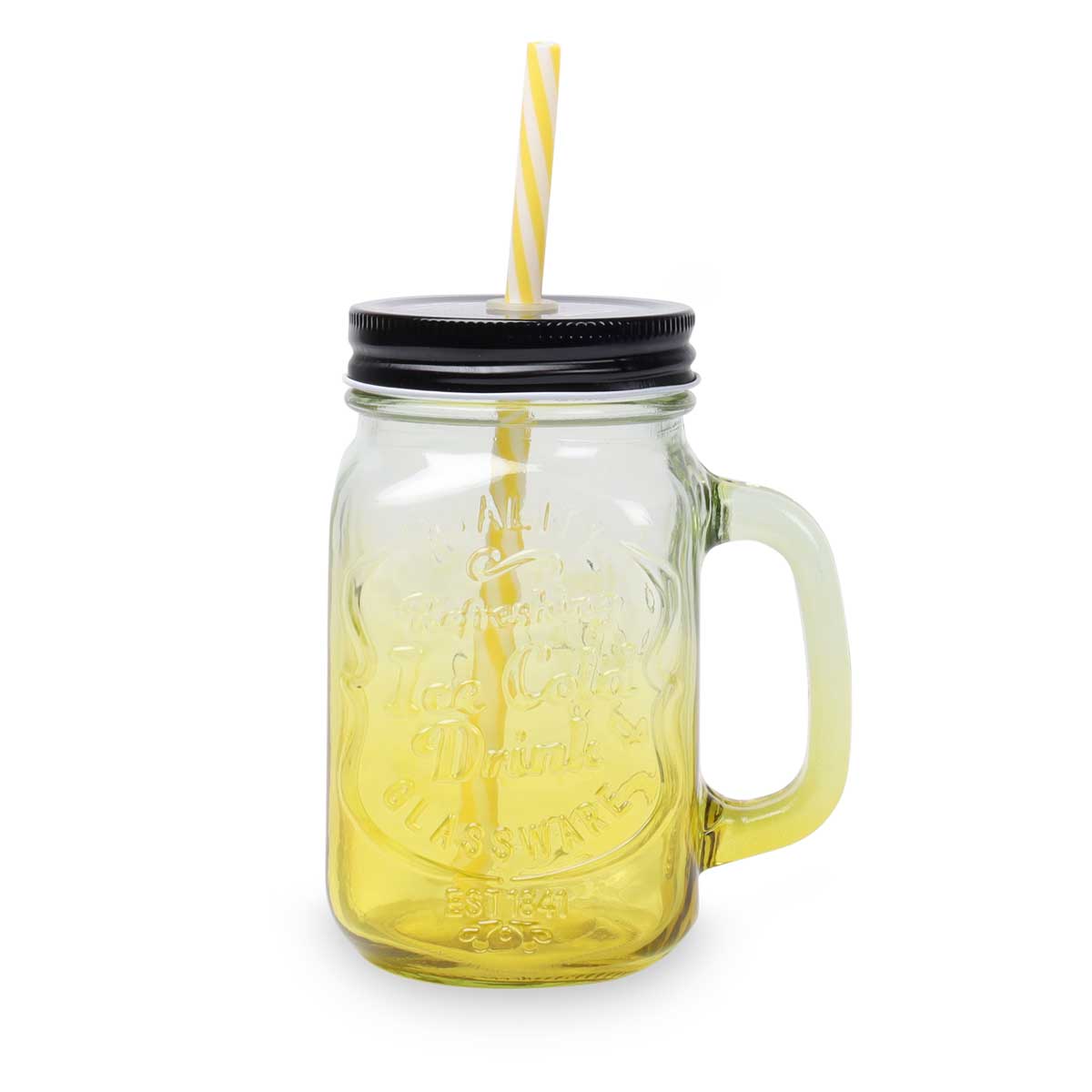 Drikkeglas med låg og sugerør