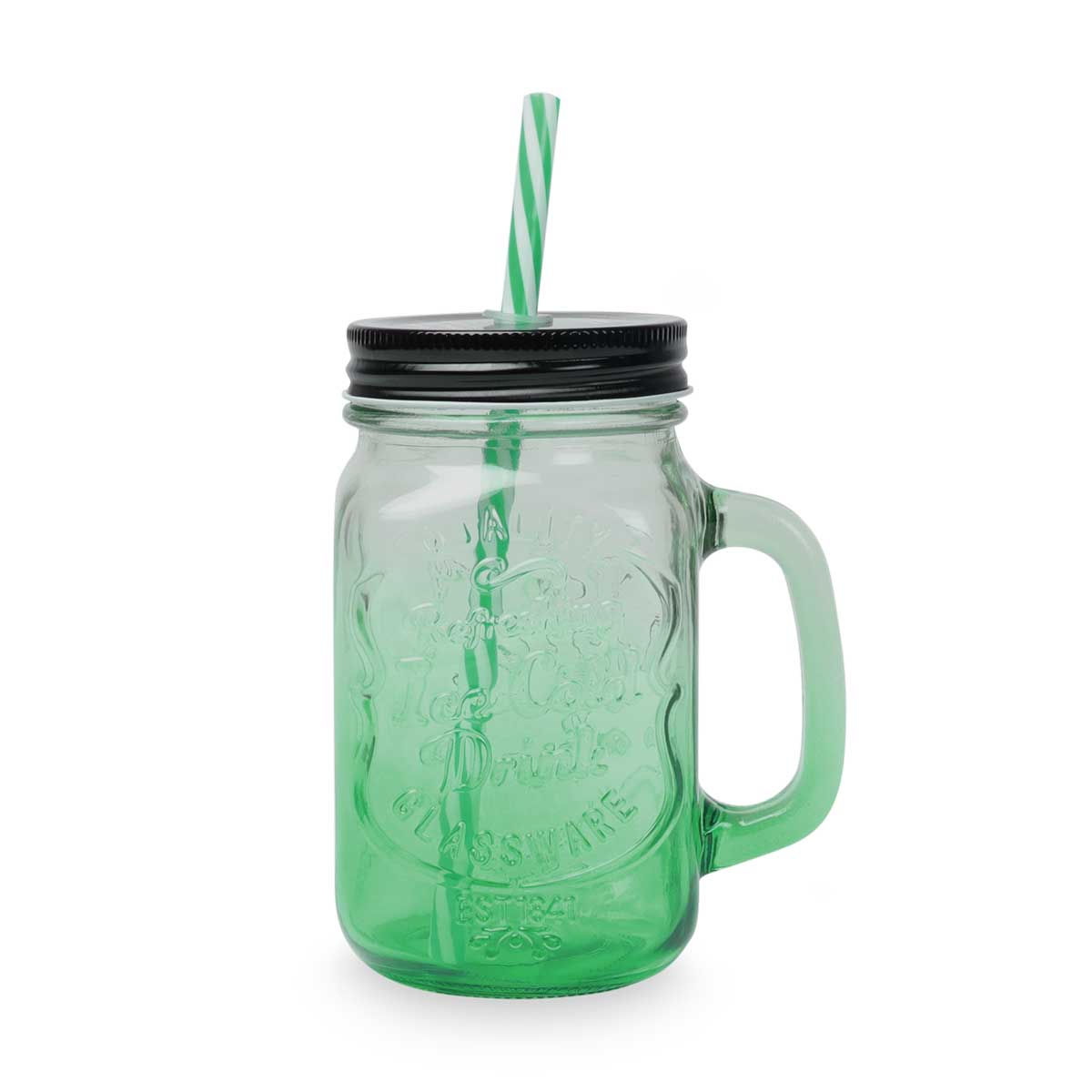 Drikkeglas med låg og sugerør