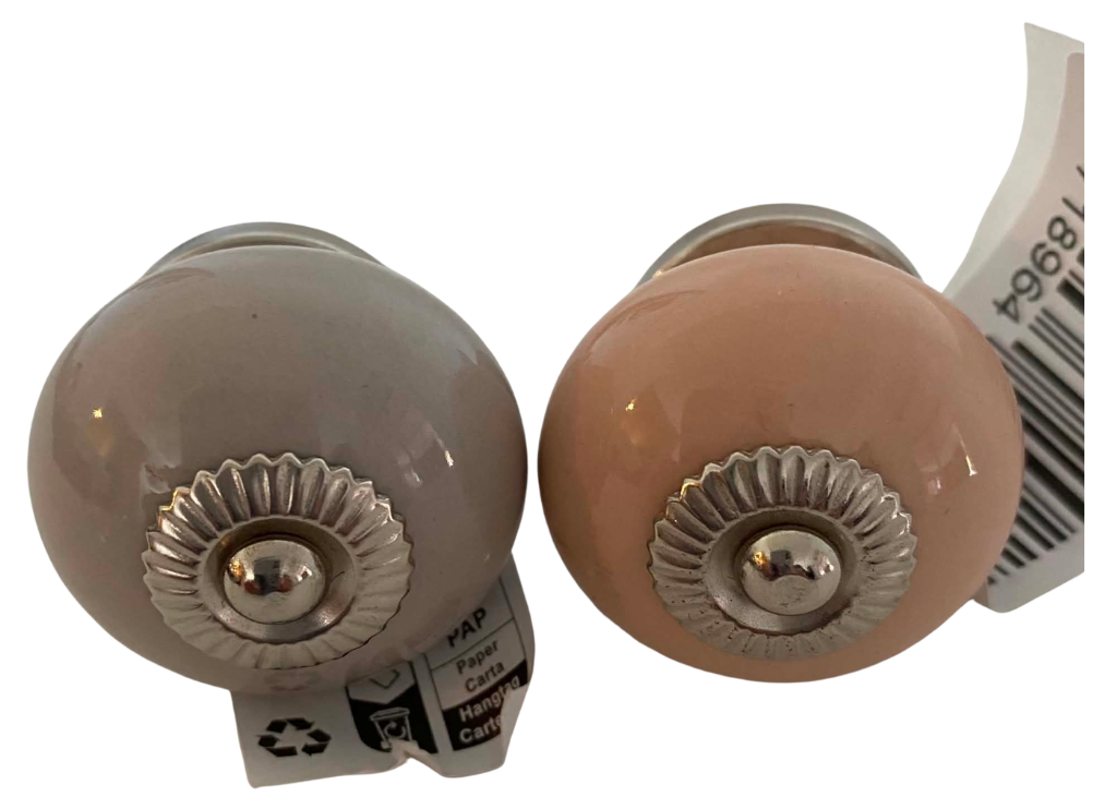 Vintage keramisk greb med sølv knop 1