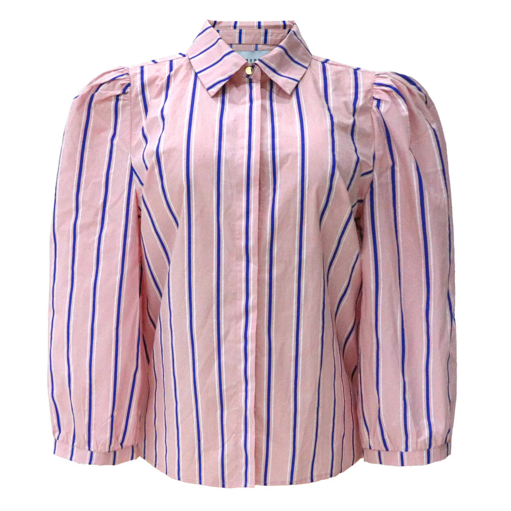 Flora blouse, rose blue stripe Liberté