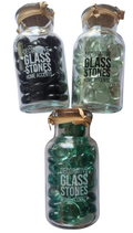 Decorative glas med korklåg og glas sten