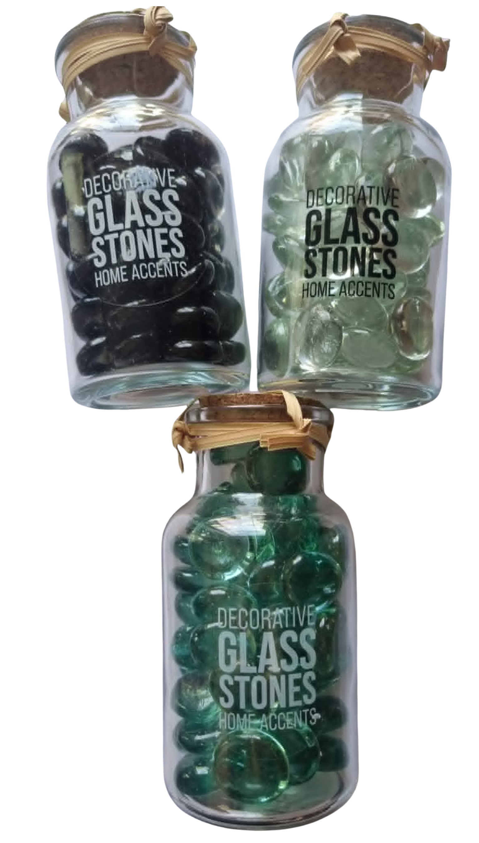 Decorative glas med korklåg og glas sten