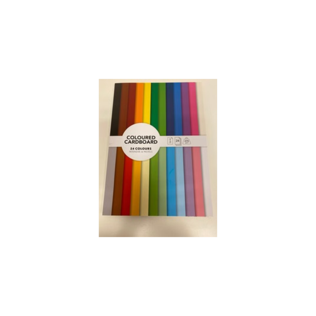 Farvet karton – 24 x 34 cm – 24 farver