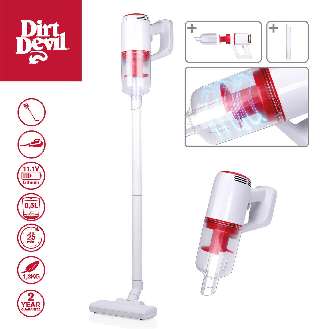 Ledningsfri skaftstøvsuger 80W – Dirt Devil