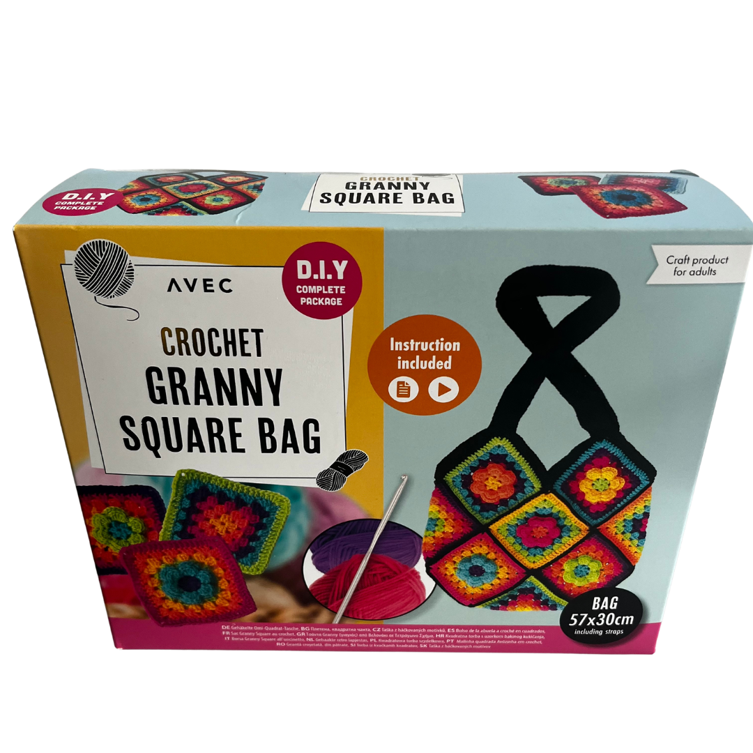 Hæklet granny square taske – DIY-sæt
