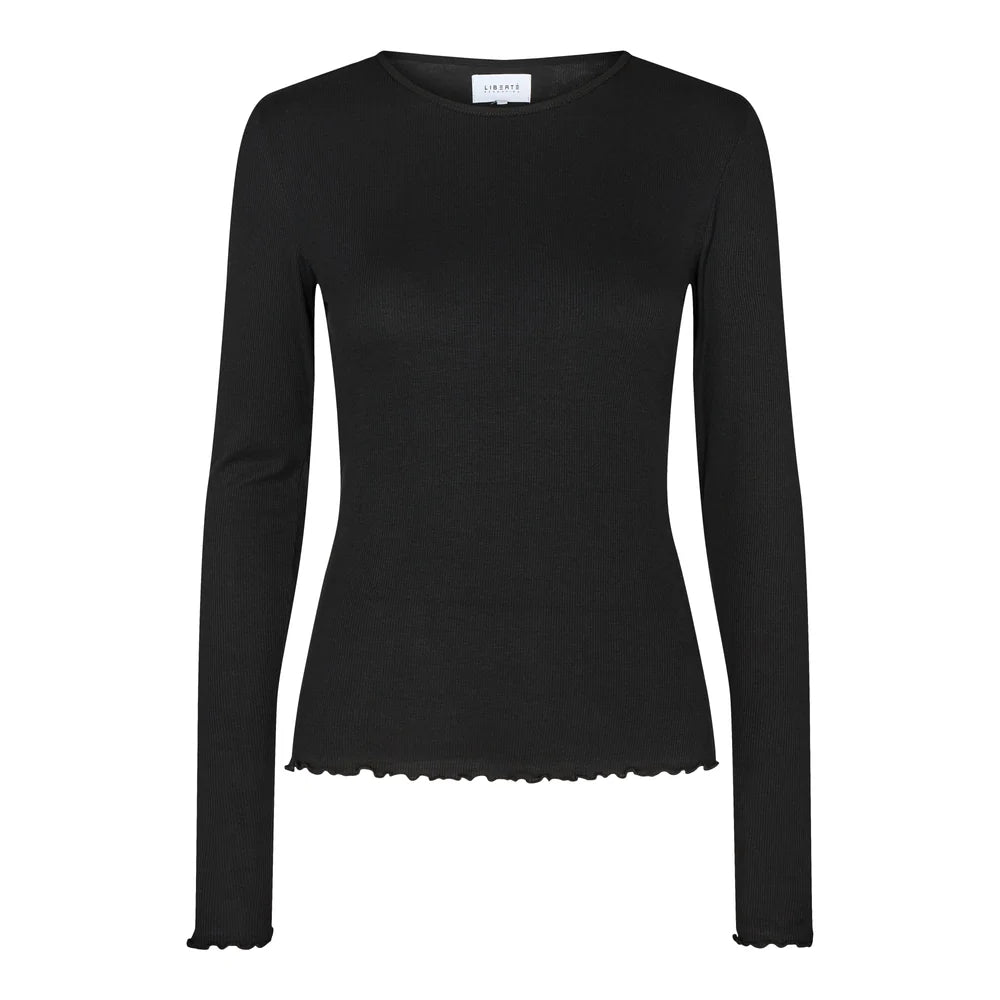 Natalia LS round neck blouse, black Liberté
