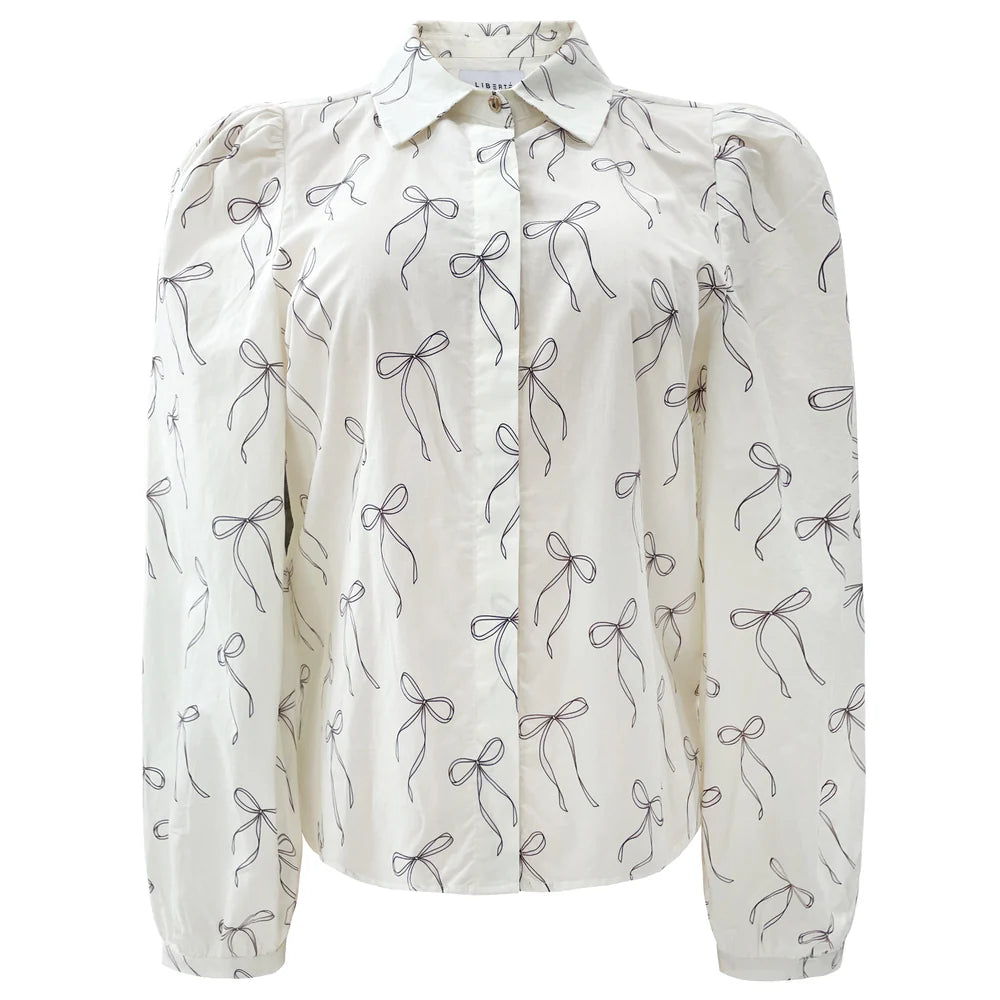 Flora LS blouse, creme bow Liberté