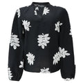 Meg LS vneck blouse, black creme leaf Liberté