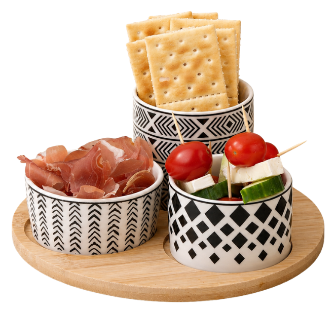 Tapas sæt med bambusbakke – 4 dele