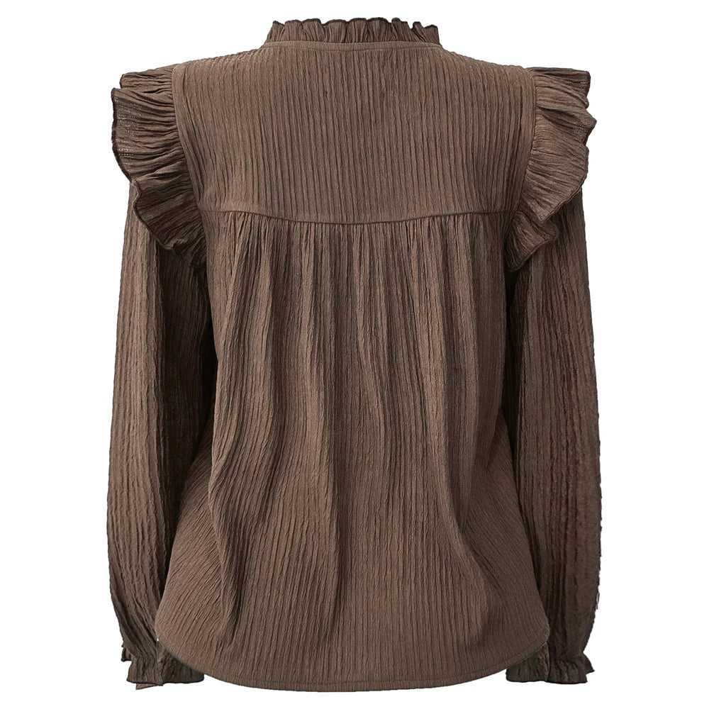 Anni frill blouse, brown mocca Liberté