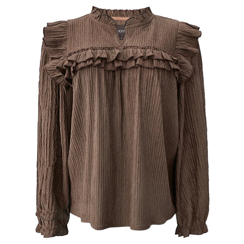 Anni frill blouse, brown mocca Liberté