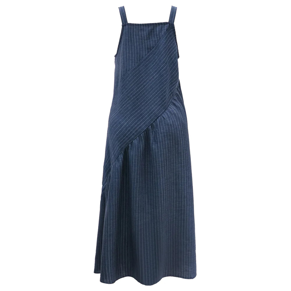 Annizette strap dress, blue pinstripe, Liberté