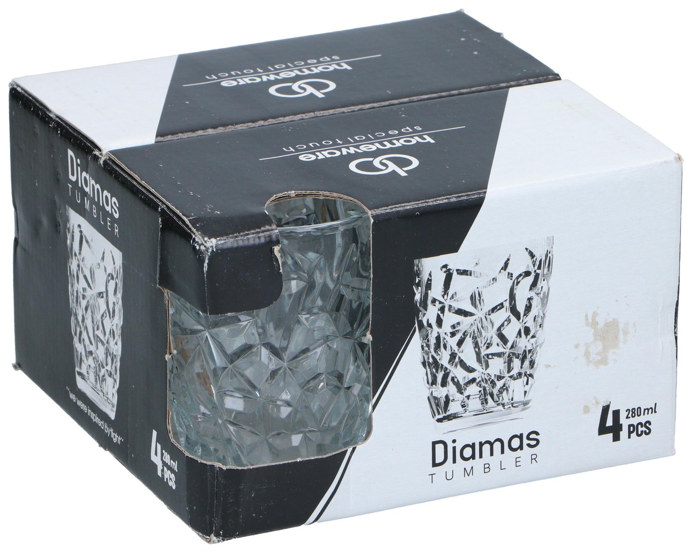 Glas med diamantskåret look 280 ml – Homeware