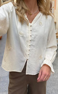Fine LS blouse, Creme Liberté