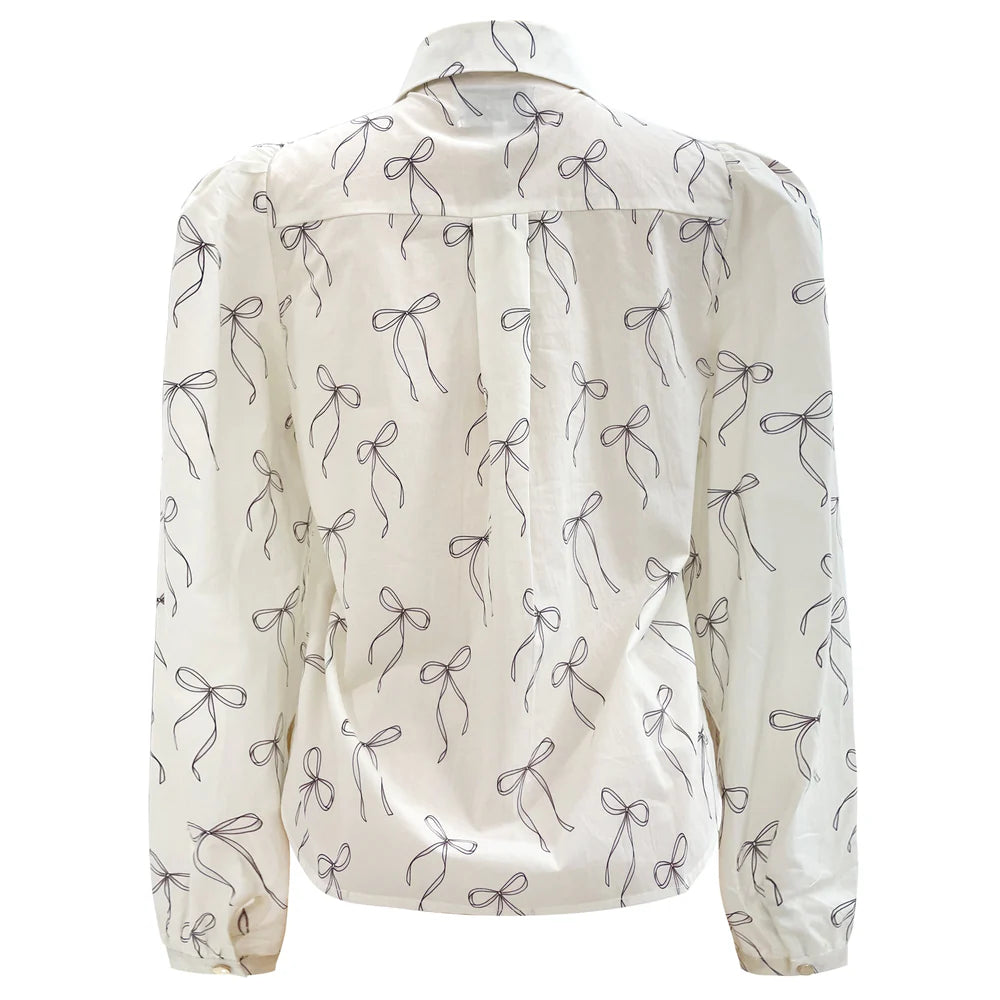 Flora LS blouse, creme bow Liberté
