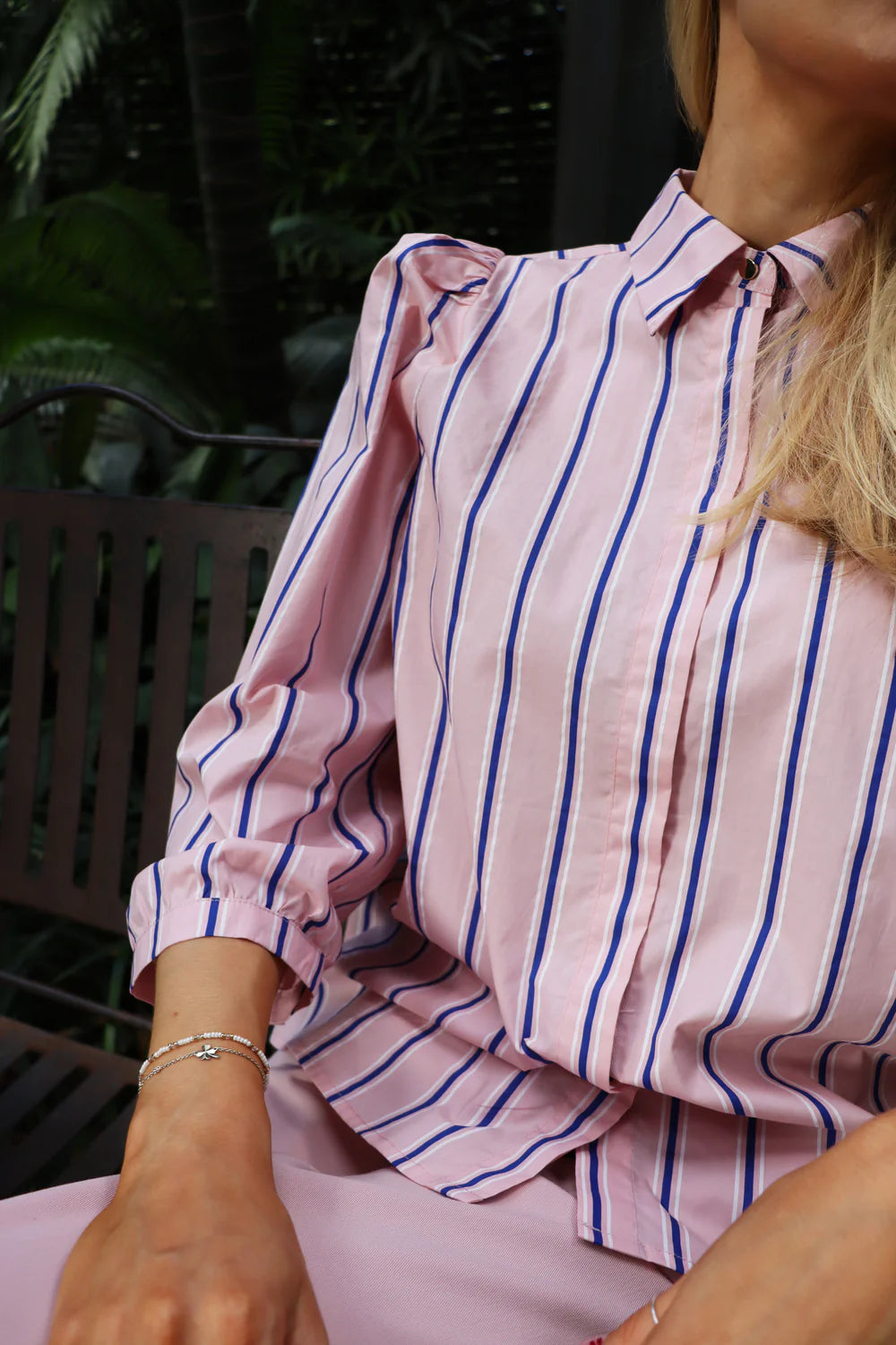 Flora blouse, rose blue stripe Liberté