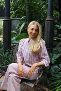 Flora blouse, rose blue stripe Liberté