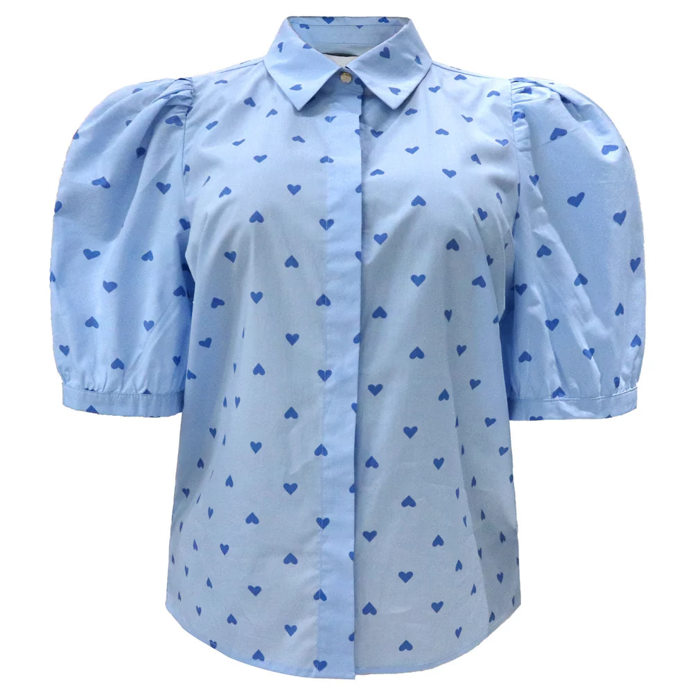 Flora Blouse, Blue hearts, Liberté