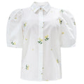 Flora SS blouse, offwhite embroidery Liberté