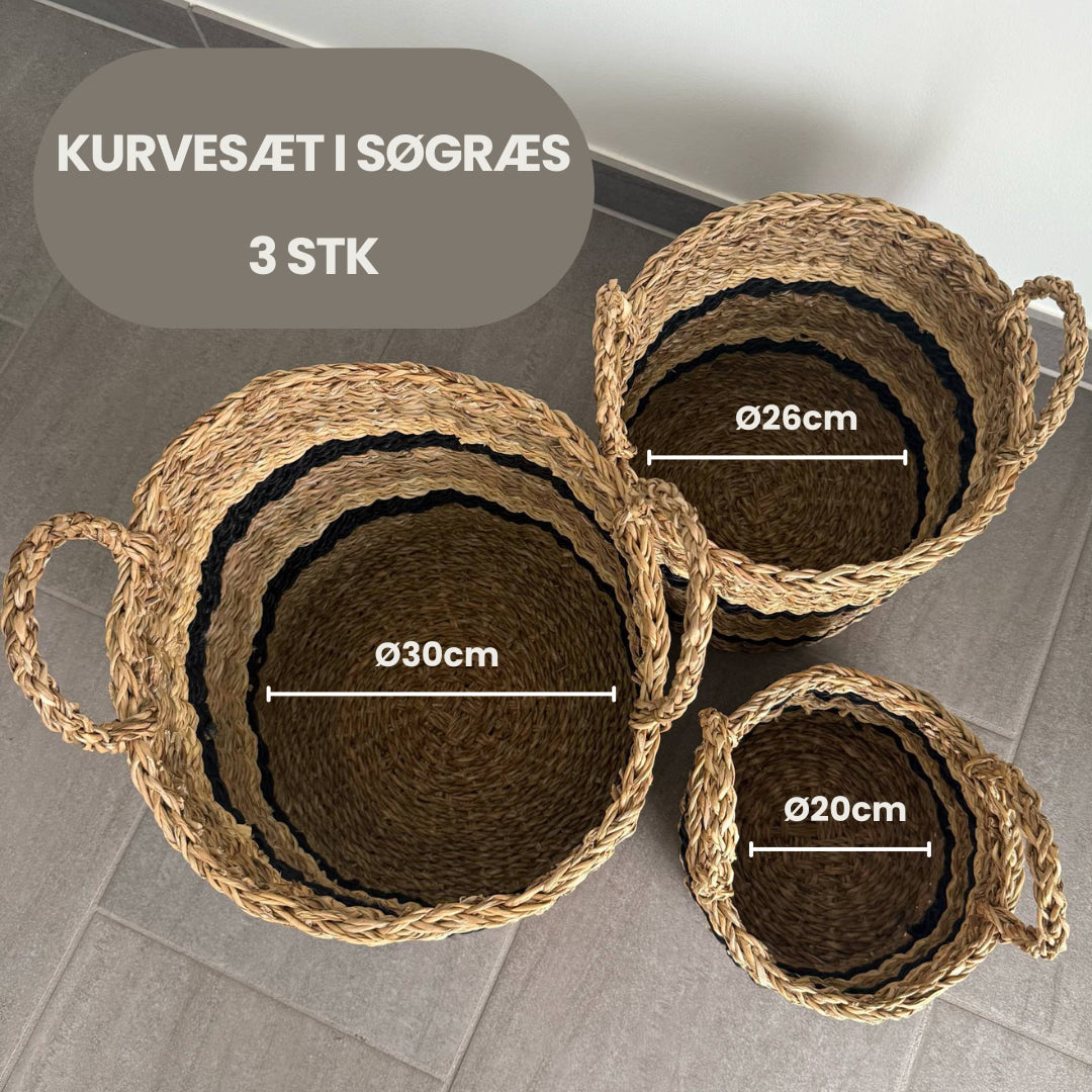 Kurvesæt i søgræs med striber, 3 stk. – Nordis