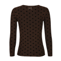 Mesh LS t-shirt, flock, dark brown heart Liberté