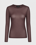 Mesh LS t-shirt, dot, dark brown Liberté