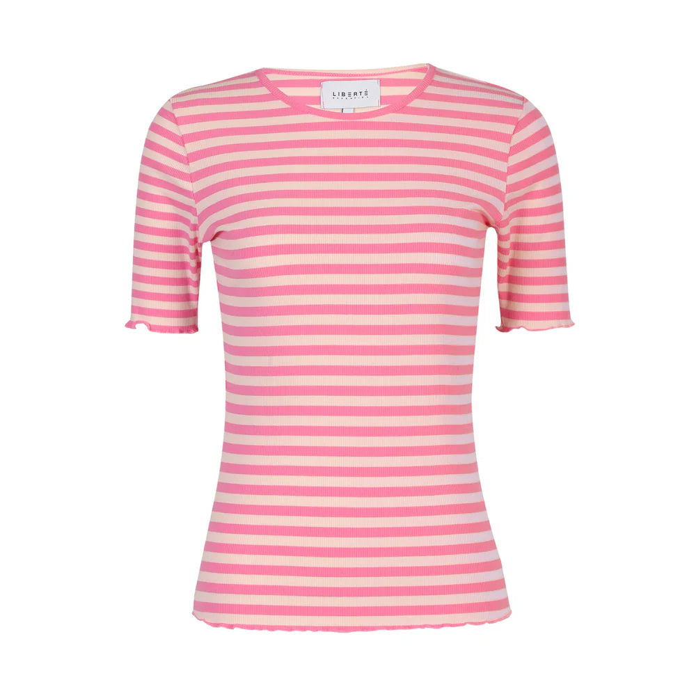 Natalia SS blouse, pink rose stripe Liberté