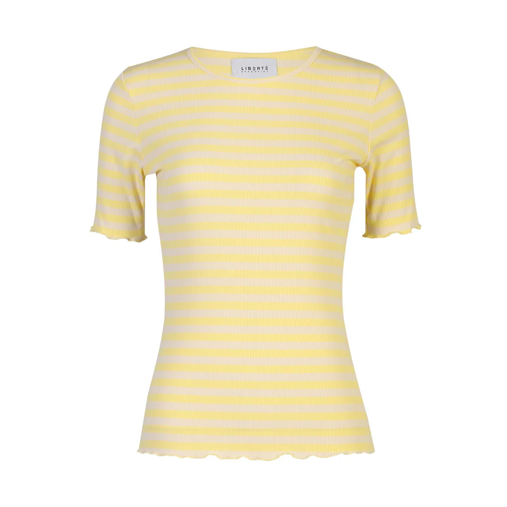 Natalia SS blouse, yellow creme stripe Liberté