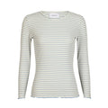 Natalia LS round neck blouse, blue creme gold stripe Liberté