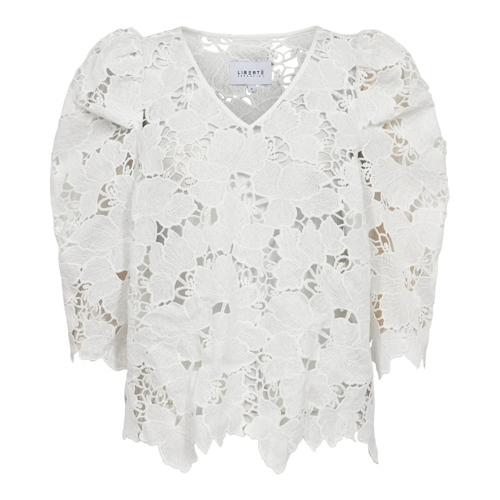 Rossie vneck blouse, white Liberté