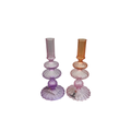 Glas lysestage med flade bobler H 20 cm